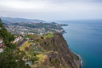 Fototapeta na wymiar Panoramic view over Funchal, from Miradouro das Neves viewpoint, Madeira island, Portugal