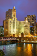 Fototapeta na wymiar Wrigley Building along chicago River, Chicago, Illinois, United States