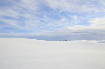Fototapeta na wymiar Cold Skies over Snowy Landscape