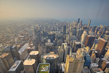 Fototapeta na wymiar Elevated view of Chicago seen from Skydeck, Chicago, Illinois, United States