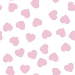 Pink hearts seamless pattern. Random scattered hearts background. Love or Valentine theme. Vector illustration