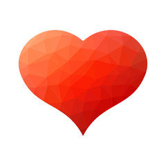 Red low poly heart. Symbol of love and St Valentines Day. Vector illustration