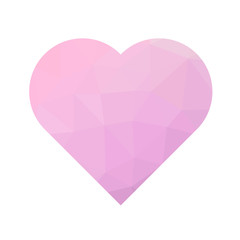 Pink low poly heart. Symbol of love and St Valentines Day. Vector illustration