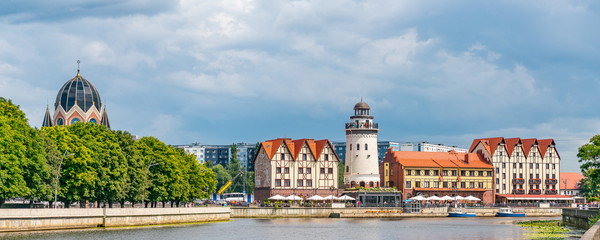Panoramic beautiful view of Kaliningrad in Russia for tourists.