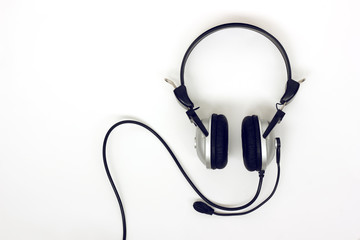 headphones, headset on a white background, top view.