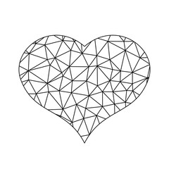 Low poly net heart. Symbol of love and St Valentines Day. Vector illustration