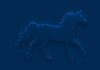 Pferd mit Schatten auf Hintergrund