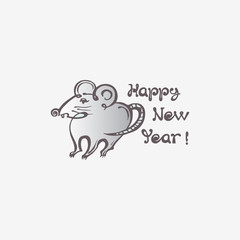 Hand drawn greeting card with rat and handwritten text