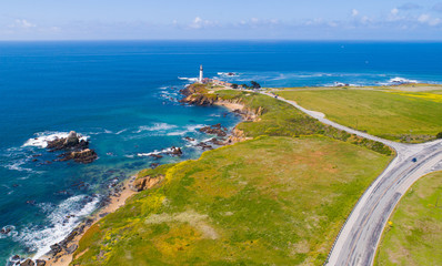 Aerial view of Pigeon point lighthouse, California