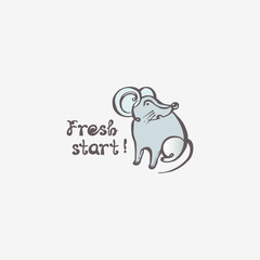 Hand drawn greeting card with rat and handwritten text