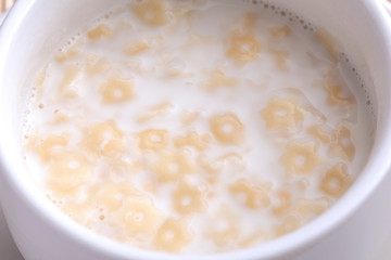 Tasty soup for children. Interesting stars in the soup.
