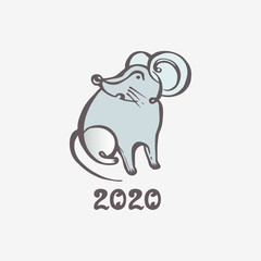 Hand drawn greeting card with rat and handwritten text