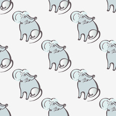 Chinese New Year seamless pattern with hand drawn rats