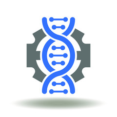 Gear DNA Helix Icon Vector. Anatomy bio engineering logo. DNA gene manipulation research technology.