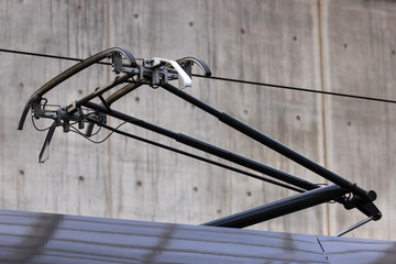 modern pantograph on a train