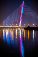 Night view of The Tran Thi Ly Bridge in Da Nang, Vietnam