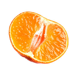 Cut fresh juicy tangerine isolated on white