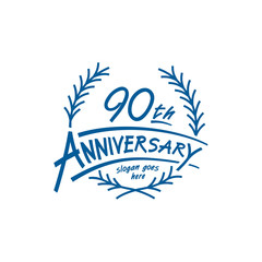 90 years design template. Ninetieth years logo. Vector and illustration. 