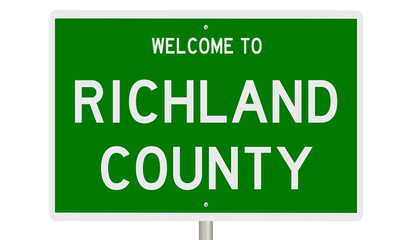 Rendering of a green 3d highway sign for Richland County