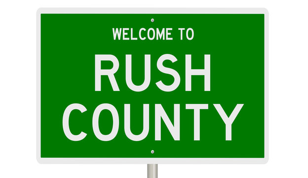 Rendering Of A Green 3d Highway Sign For Rush County