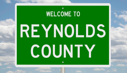 Rendering of a green 3d highway sign for Reynolds County