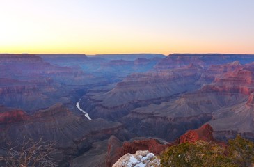 Fototapeta na wymiar Sunset over beautiful Grand Canyon in the United States
