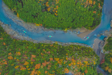 京都　保津川　渓谷　船　峡谷　保津峡　嵯峨嵐山　嵐山　観光　広告　素材
