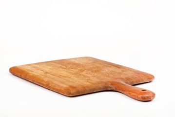 cutting board with knife isolated on white