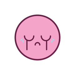 crying circle kawaii cartoon vector design