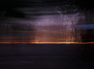 Abstract Night Forest with Streak of Light