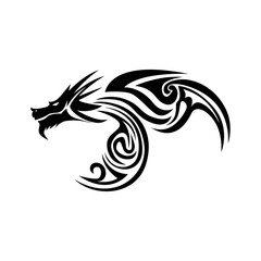 Creative Tribal Dragon Logo Design Vector Illustration