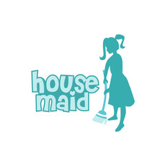 Housemaid Logo Stock Vector Illustration. unique maid logo. cleaning service. house maid. vector illustration
