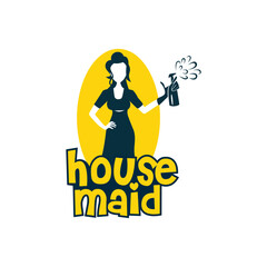 Housemaid Logo Stock Vector Illustration. unique maid logo. cleaning service. house maid. vector illustration