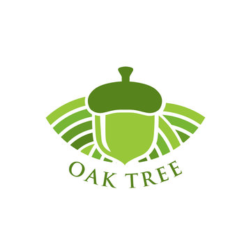 Green Creative Oak Tree Logo Design Symbol Illustration