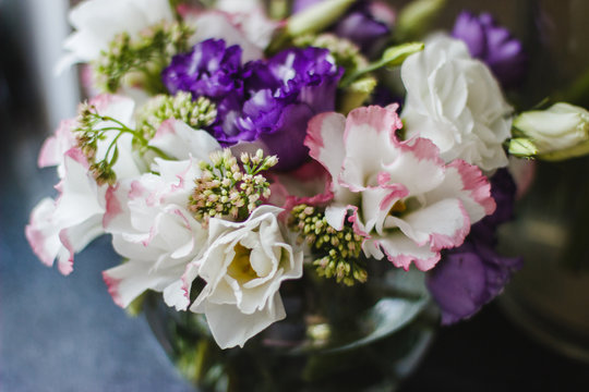 A beautiful bouquet of eustom close-up.