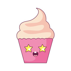 Kawaii cupcake cartoon vector design