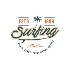 Vintage Surfing Graphics and retro logo vector illustration