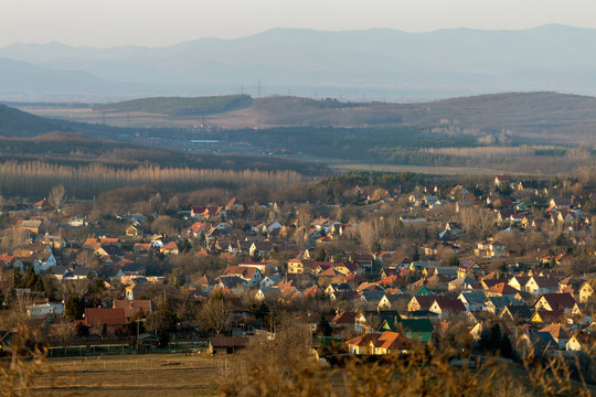 View of the mountains of Buda from Mogyorod