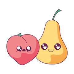Peach and pear cartoon vector design