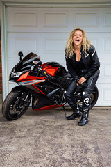 Fototapeta na wymiar Laughing motocyclist