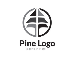 circle Abstract pine logo design inspiration