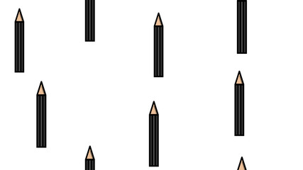 Obraz premium Endless seamless pattern of beautiful black beauty cosmetic items eyebrow pencil and eye makeup on white background. Vector illustration