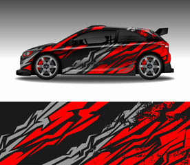 Obraz premium Wrap car decal design vector, custom livery race rally car vehicle sticker and tinting.