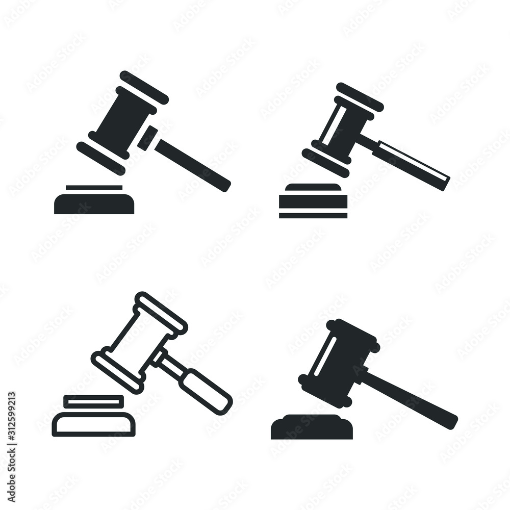 Aufkleber judge gavel auction icon template color editable. auction hammer symbol vector sign isolated on whit