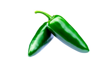 fresh green jalapeno Mexican chilli in isolated white background with clipping path