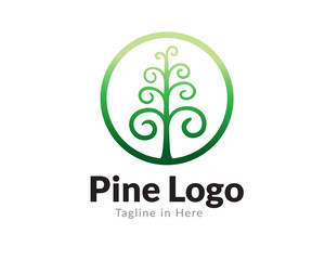 circle Abstract pine logo design inspiration