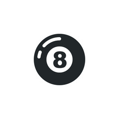 Eight Ball Billiards icon template color editable. Pool Eight Ball symbol vector sign isolated on white background illustration for graphic and web design.