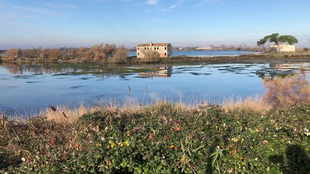 Old house in Polesine, Little Town in the countryside near Po river, Porto Viro, Contarina, Donada, Albarella Island