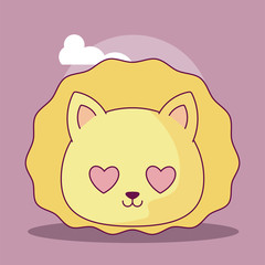 kawaii lion cartoon vector design