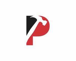 Letter P With Hammer Logo Design Template 001